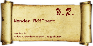Wender Róbert névjegykártya